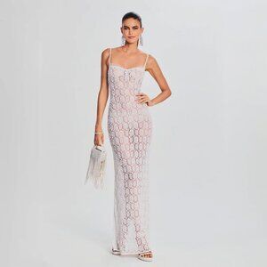 Retrofete Landy Lace Maxi Dress White Size Small NEW NWT